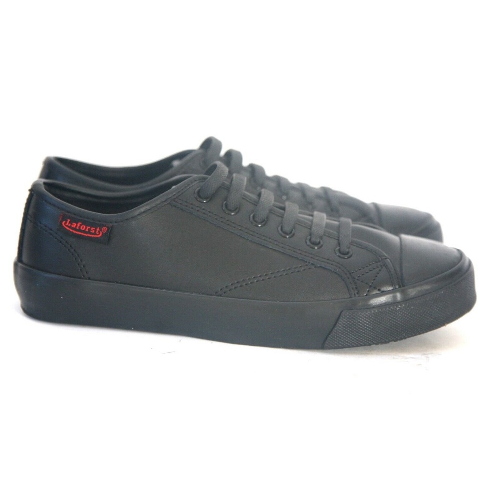 Sz 6 LAFORST Black Leather Slip Resistant Sneakers